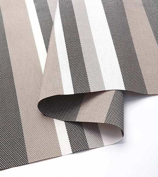 Grey Stripes Polyester PVC Mesh Fabric for Lounge Chair