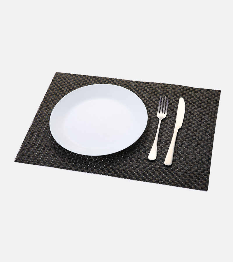 Black Durable Grid PVC Teslin Placemat