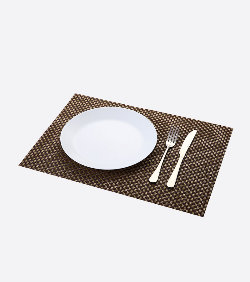 Teslin placemat grid solid color coffee color classic polyester PVC tablecloth