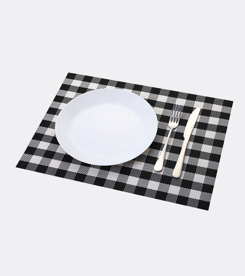 Teslin placemat grid solid color coffee color classic polyester PVC tablecloth Stripes