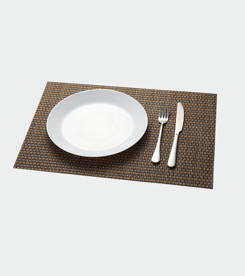 Teslin placemat grid solid color coffee color classic polyester PVC tablecloth