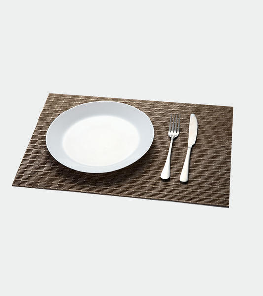 Teslin placemat grid solid color coffee color classic polyester PVC tablecloth dark brown