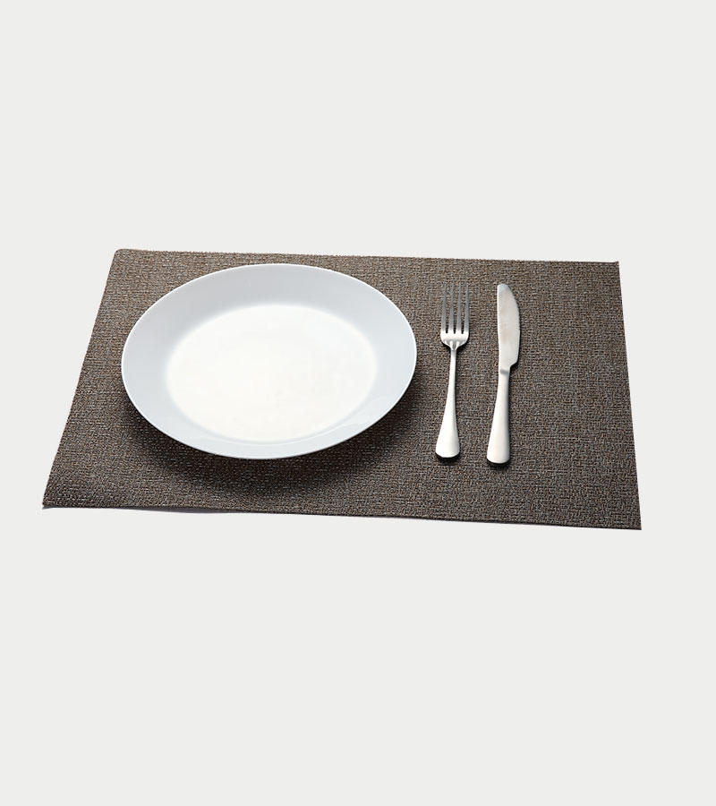 Teslin placemat grid solid color coffee color classic polyester PVC tablecloth light brown