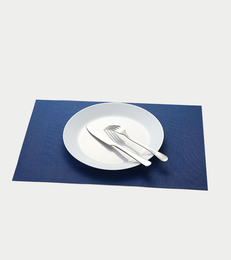 Teslin placemat grid solid color coffee color classic polyester PVC tablecloth blue