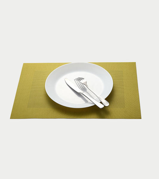 Teslin placemat grid solid color coffee color classic polyester PVC tablecloth yellow