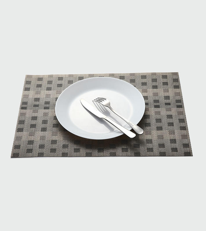 Teslin placemat grid solid color coffee color classic polyester PVC tablecloth grey