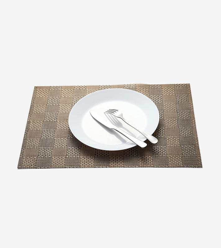 Teslin placemat grid solid color coffee color classic polyester PVC tablecloth Coffee color