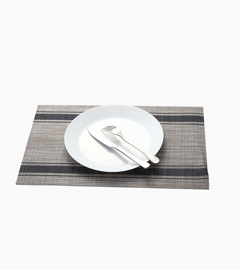 Teslin placemat grid solid color coffee color classic polyester PVC tablecloth Dark gray coffee