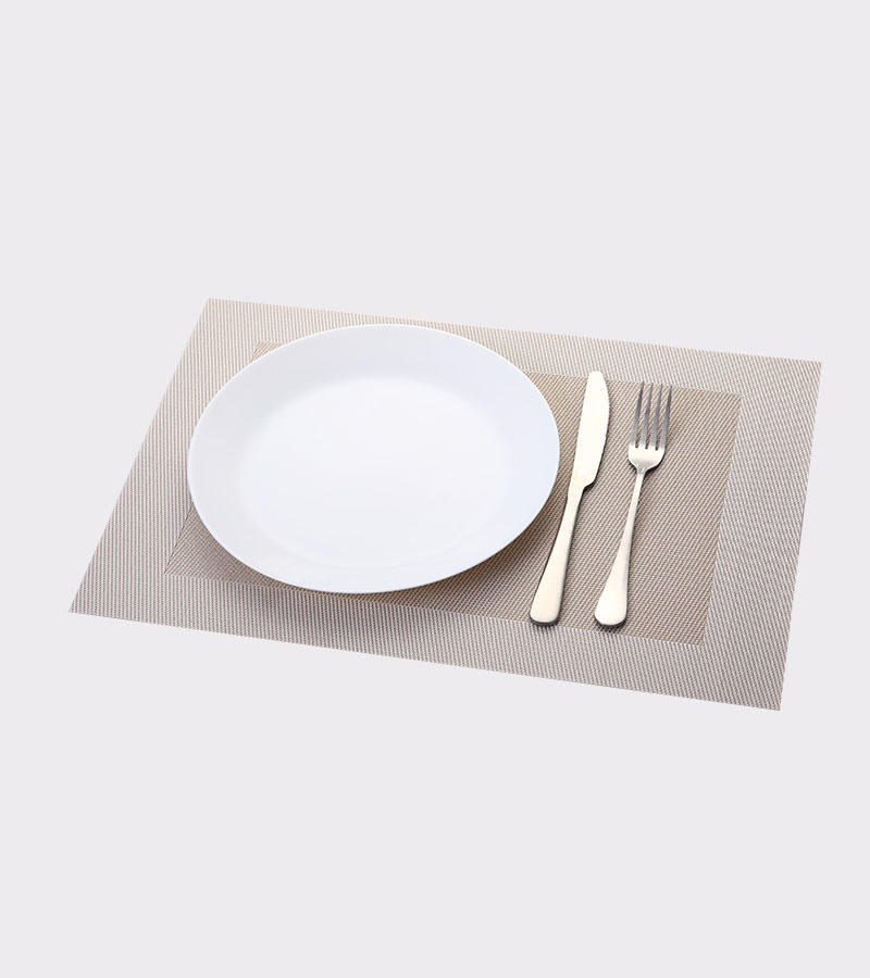 PVC Polyester Light Brown Grid Placemat