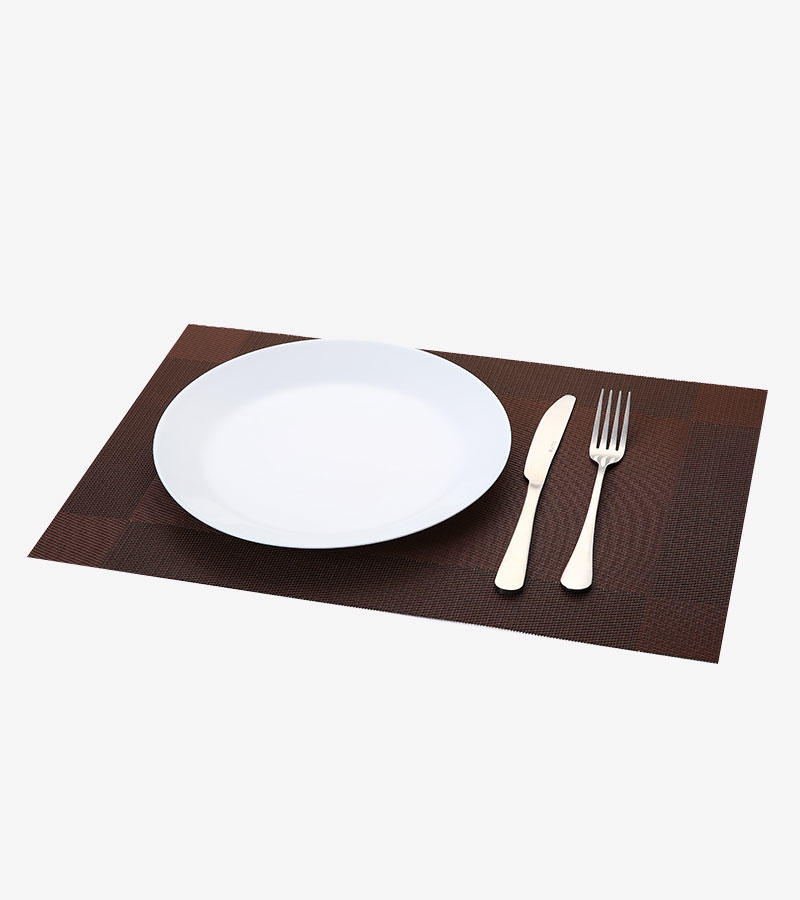Smooth Solid Coffee Color Grid Polyester Placemat